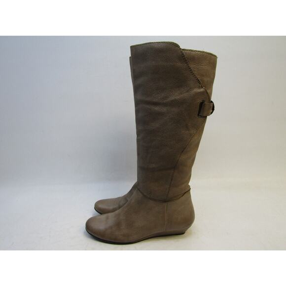 Steven By Steve Madden Womens Sz 8.5 Brown Leather Wedge Zip Knee High Boots - Picture 1 of 11